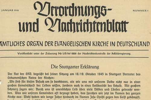 Das Stuttgarter Schuldbekenntnis im Verordnungs- und Nachrichtenblatt der EKD 1945.