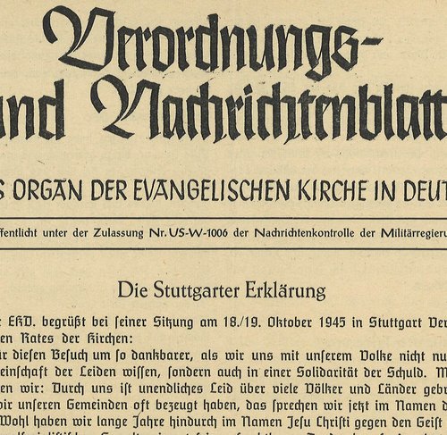 Das Stuttgarter Schuldbekenntnis im Verordnungs- und Nachrichtenblatt der EKD 1945.