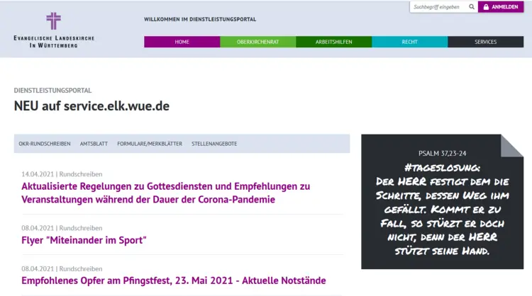 Dienstleistungsportal April 2021 Dienstleistungsportal April 2021